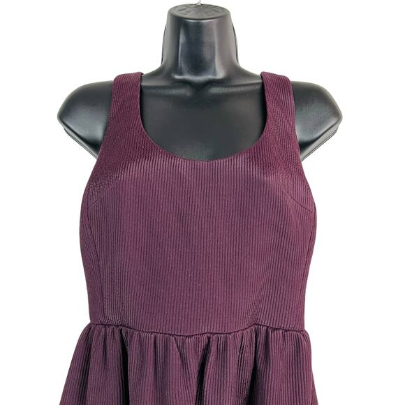 Club Monaco Ribbed Tight Knit Dress Plum Purple Halter - 4 - Picture 1 of 7